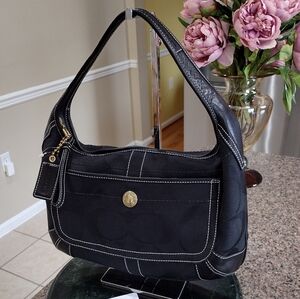 NWOT Coach Black monogram canvas and leather Ergo Vintage